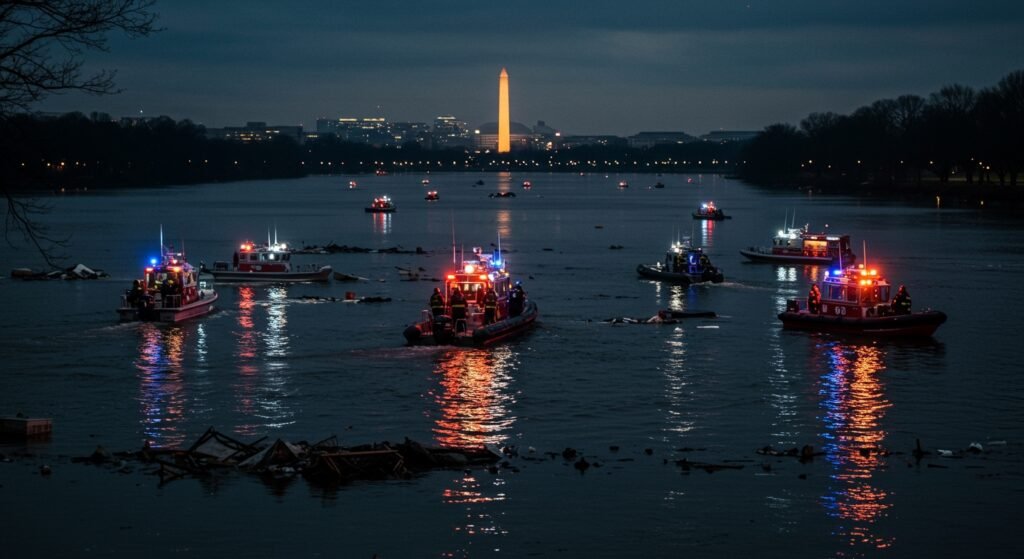 67 Feared Dead as American Airlines Jet and Army Helicopter Collide Over Potomac River Near Washington D.C.